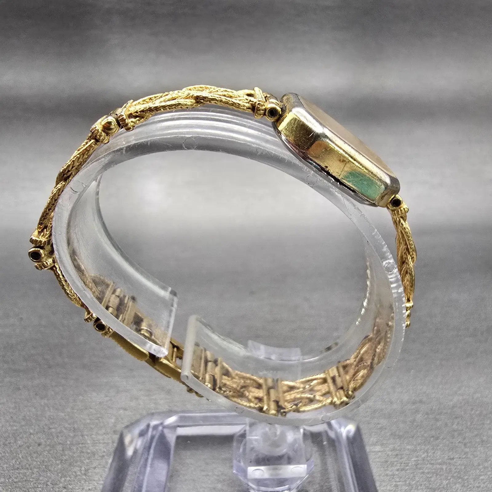 Seiko Watch Women 17mm Gold Dial Gold Tone Octagon 1400-8289 New Battery Vintage8