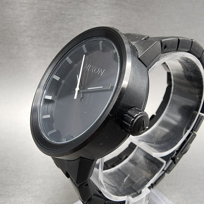 Nixon Cannon Watch Men 40mm Black Dial Black Tone Round Bracelet new Battery