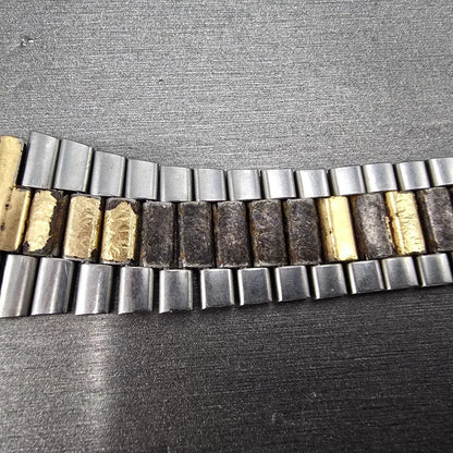 Seiko SQ Bracelet 20mm Stainless Steel Two Tone Tri Folding Clasp Vintage Z27813