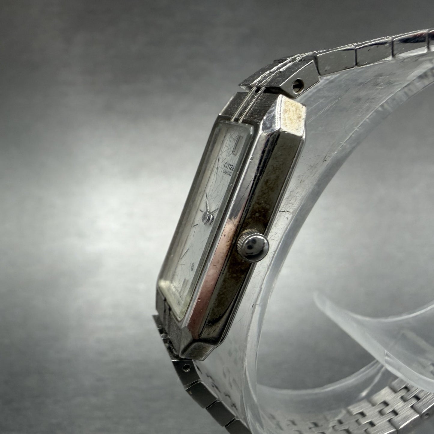 Citizen CQ Tank Watch Women 13mm Silver Dial Silver Tone Rectangle New BatteryAb2