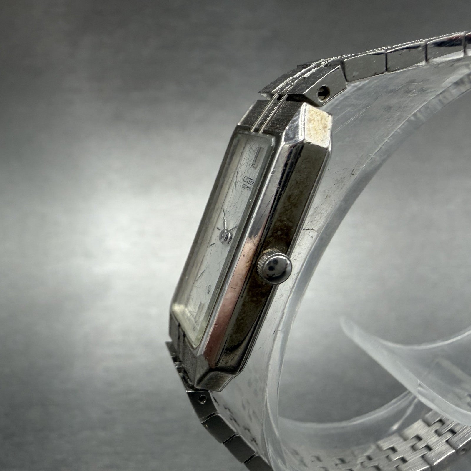 Citizen CQ Tank Watch Women 13mm Silver Dial Silver Tone Rectangle New BatteryAb2
