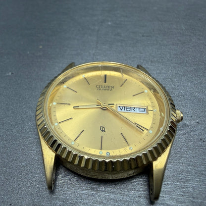 Citizen CQ President Watch Men 35mm Champagne Dial Gold Tone Daydate PARTS7