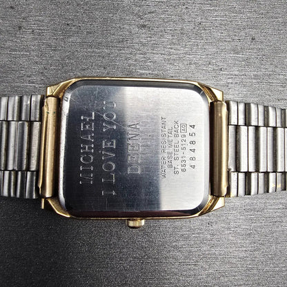Seiko Tank Watch Men 27mm Gold Dial Gold Tone Rectangle 6531-5129 New Battery11
