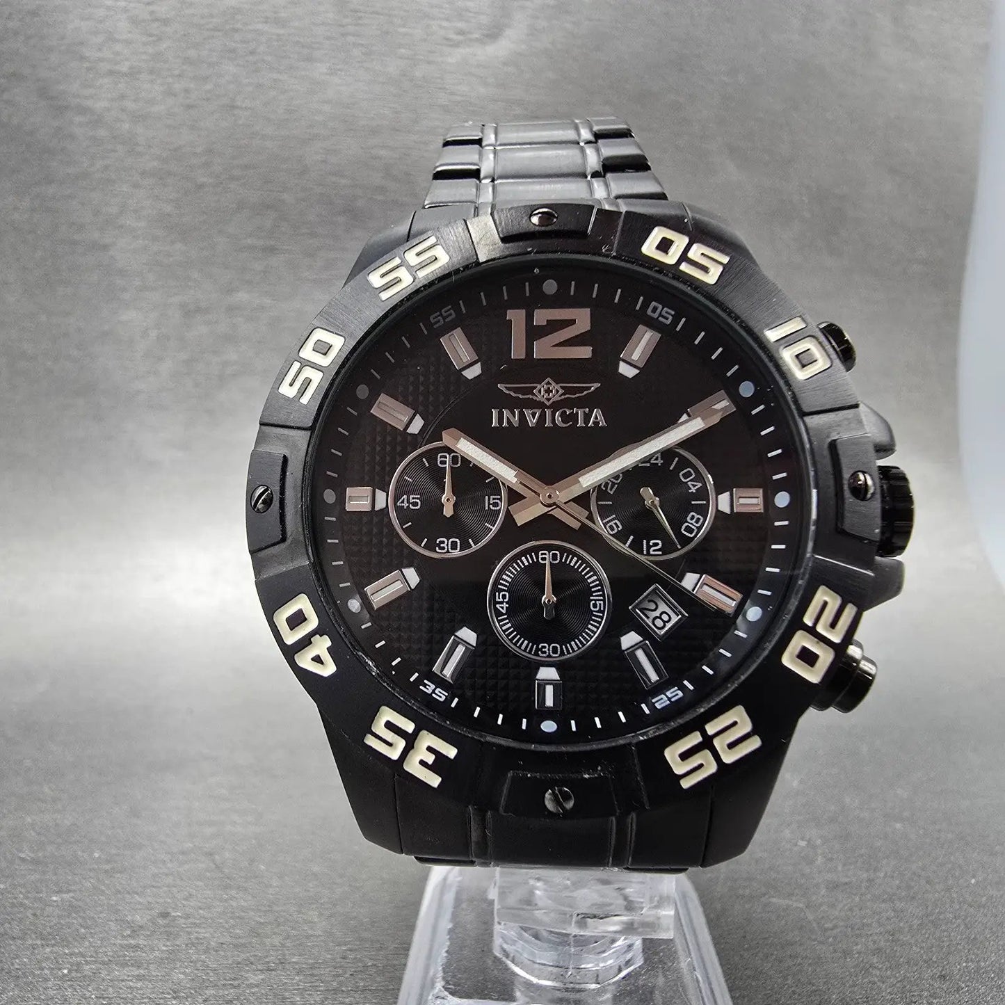 Invicta Specialty Chronograph Dive Watch Men 45mm Black Dial Black Tone New Batt5