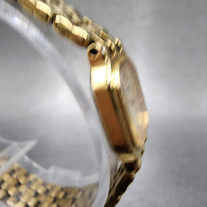 Seiko Tank Watch Women 16mm Champagne Dial Gold Tone 4n005249 New Battery3