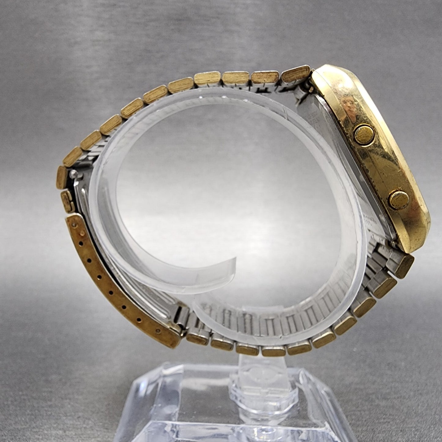 Seiko Analog Digital Watch Men 32mm Gold Dial Gold Tone H3575109 New Battery8