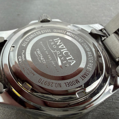 Invicta Pro Diver Watch Men 40mm Black Dial Silver Tone Date Round 26970 New Bat9