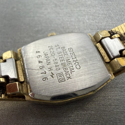 Seiko Watch Women 18mm Gold Dial Gold Tone Octagon 2C20-5840 New Battery VTG NMP9
