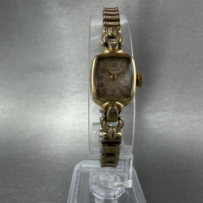 Hamilton Watch Women 14mm Cream Dial 14K Gold Filled Manual Wind Runs Rectangle5