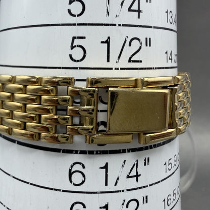 Seiko Tank Watch Women 18mm Black Dial Gold Tone Rectangle V4015650 New Battery10