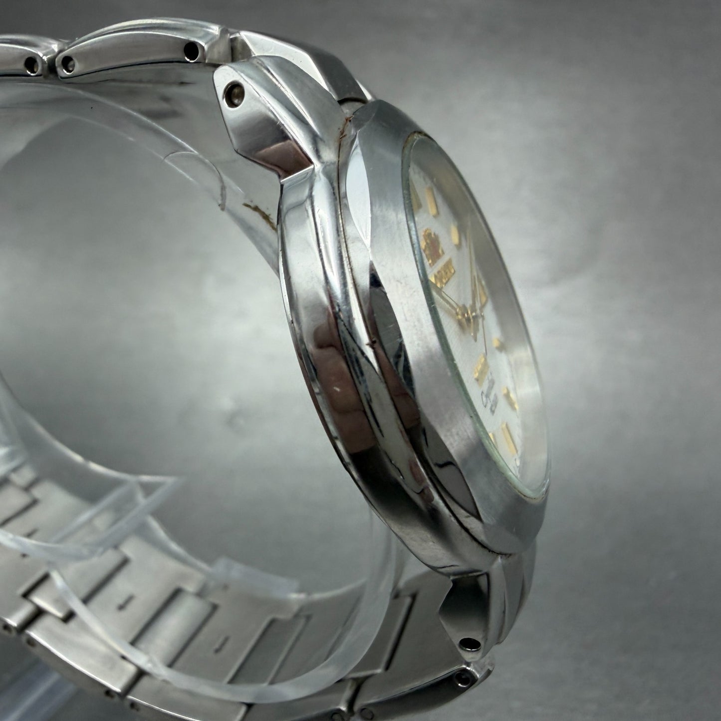 Orient Crystal Tri Star Watch Men 36mm White Dial Steel Date Round New Battery3