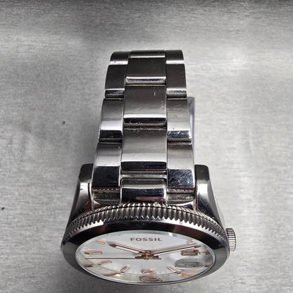 Fossil Perfect Boyfriend Watch Women 39mm White Dial Silver ES3728 New Battery4
