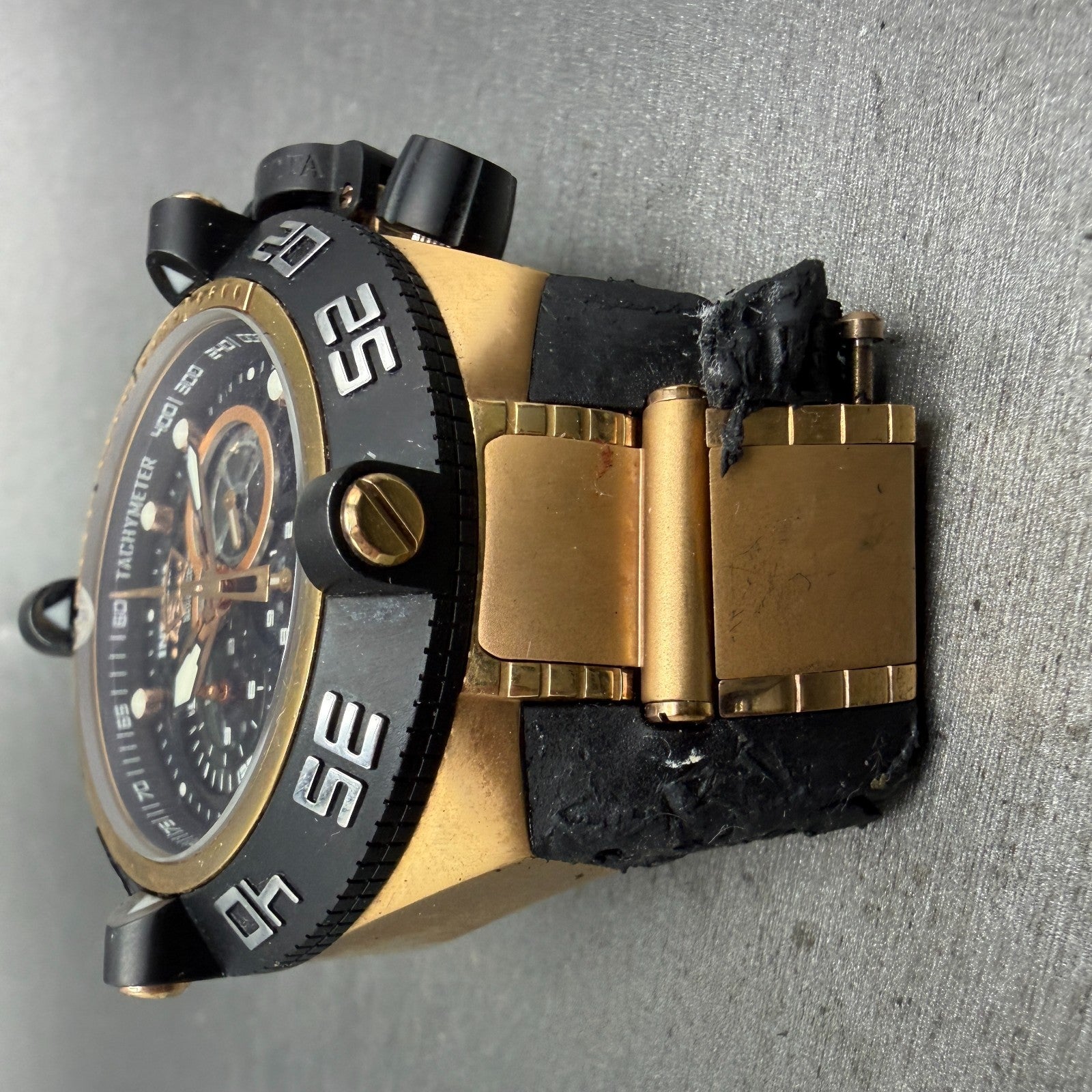 Invicta Subaqua Noma IV Chronograph Watch Men 50mm Black Dial Gold Tone New Batt2