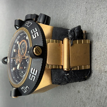 Invicta Subaqua Noma IV Chronograph Watch Men 50mm Black Dial Gold Tone New Batt2