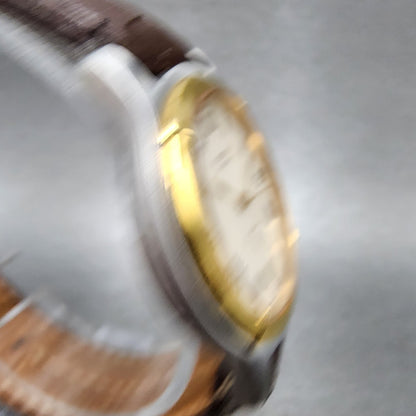 Orient Watch Men 33mm White Dial Two Tone Date Round Roman Numerals New Battery3