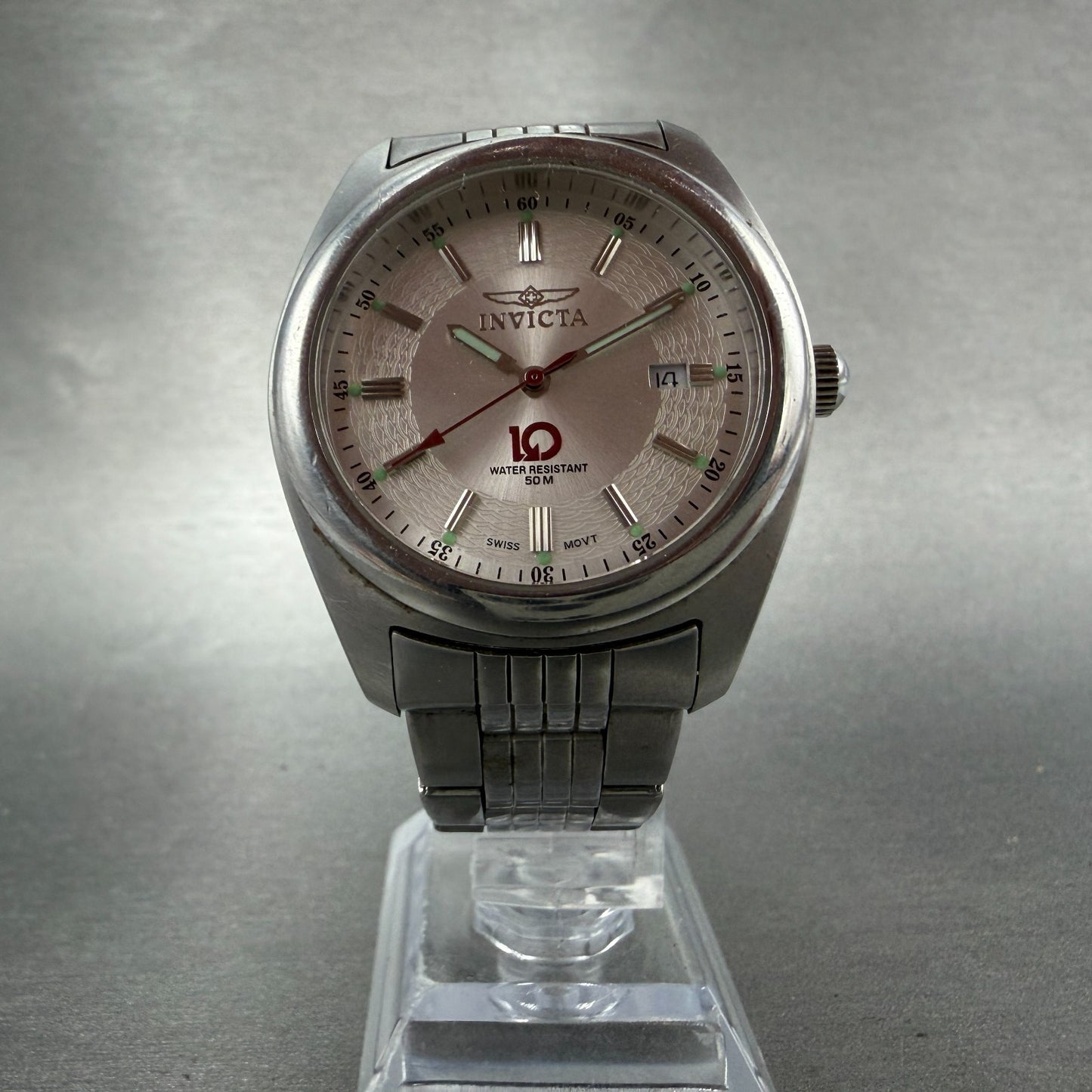 Invicta Watch Men 37mm Silver Dial Silver Tone Date Round 3251 New Battery5