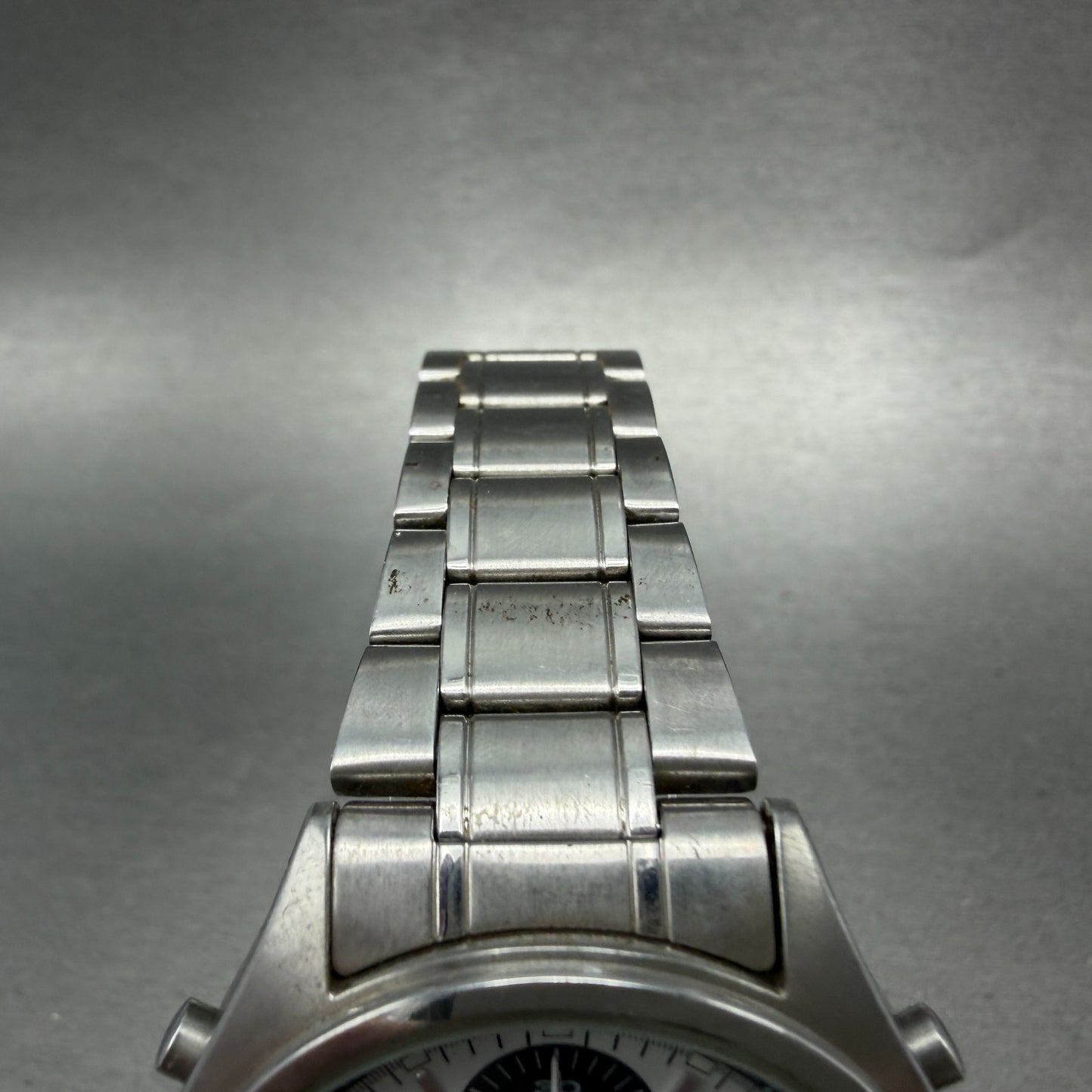 Seiko Chronograph Watch Men 39mm White Dial Steel Date Alarm Panda New Battery4