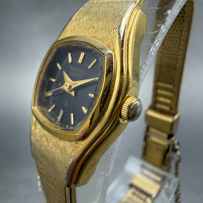 Citizen CQ Watch Women 17mm Black Dial Gold Tone Round 2951-S07581 New Battery2