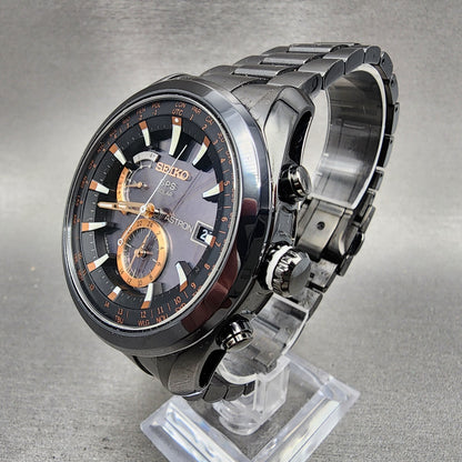Seiko Astron GPS Watch Men 47mm Black Dial Black Case Date GPS Round 7X520AC02