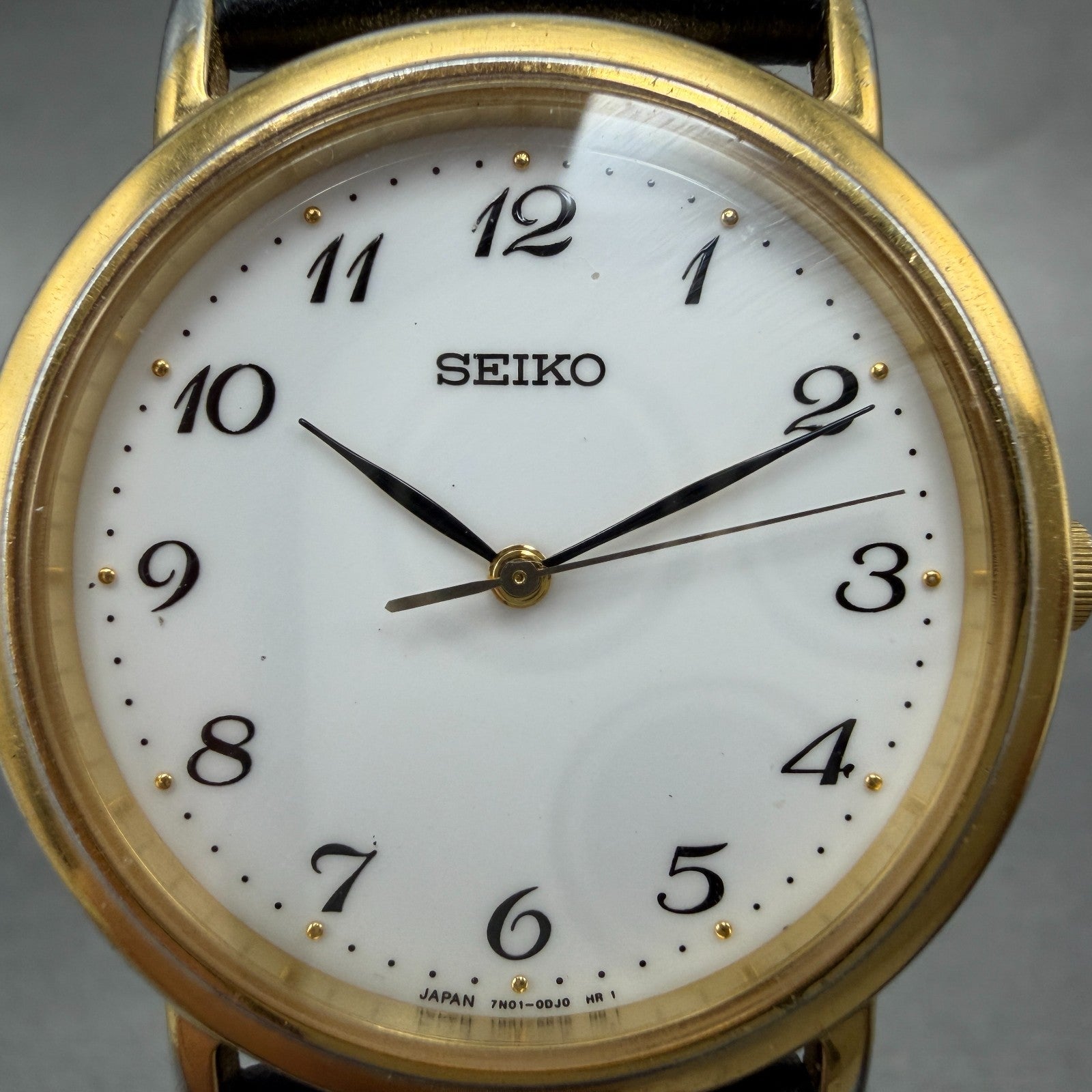 Seiko Watch Men 33mm White Dial Gold Tone Round 7N01-0BH0 NewBat Arabic Numerals1