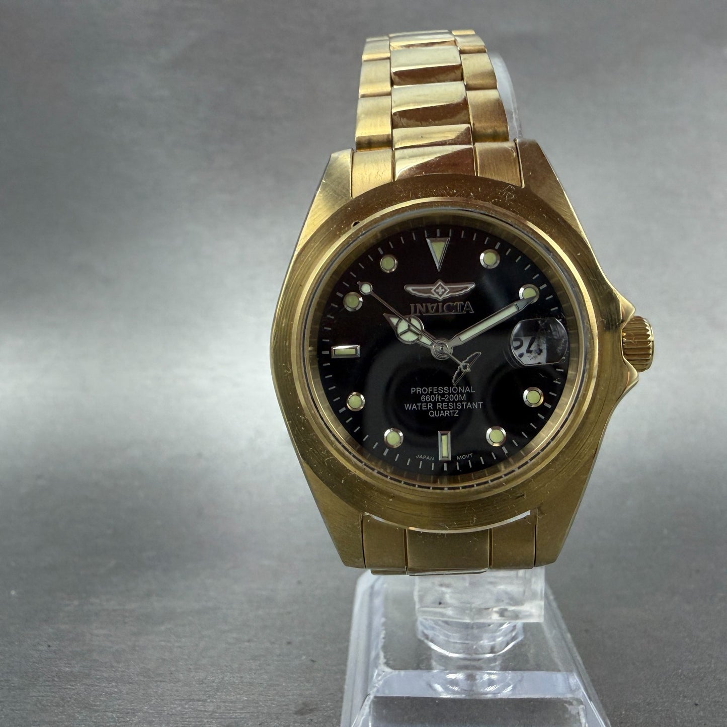 Invicta Pro Diver Watch Men 37mm Black Dial Gold Tone Date 8936 READ New Battery7