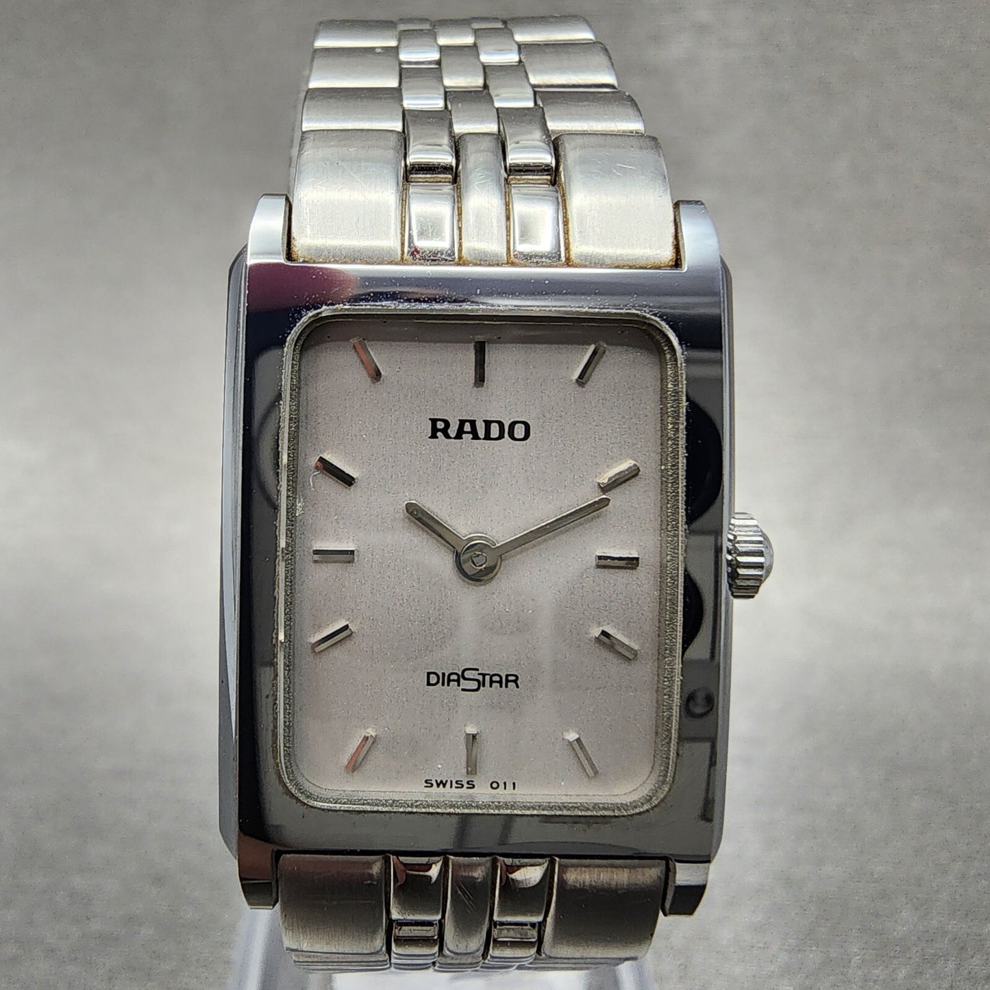 Rado Diastar Tank Watch Women 20mm Gray Dial Gray Tone Rectangle New Battery1