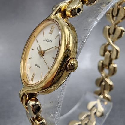 Seiko Lucent Watch Women 19mm Cream Dial Gold Tone 4n215160 New Battery2