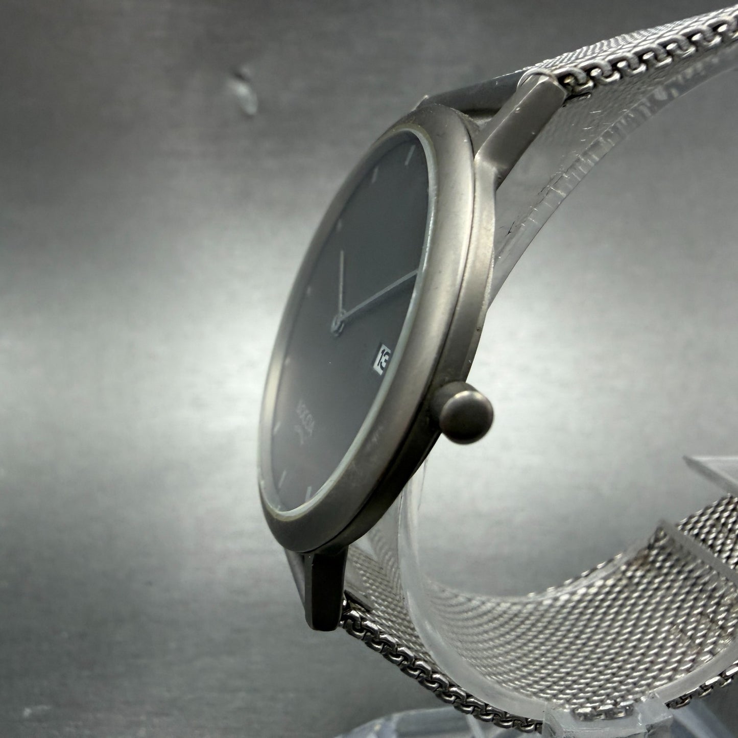 Boccia Titanium Watch Men 34mm Gray Dial Titanium Case Date Round New Battery2