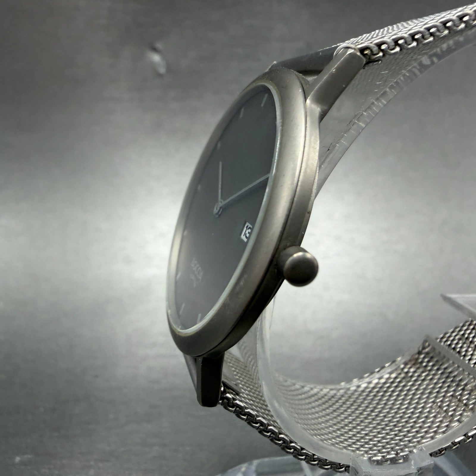 Boccia Titanium Watch Men 34mm Gray Dial Titanium Case Date Round New Battery2