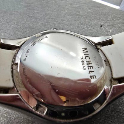 Michele Tahitian Jelly Bean Watch Women 34mm White Dial Steel New Battery9