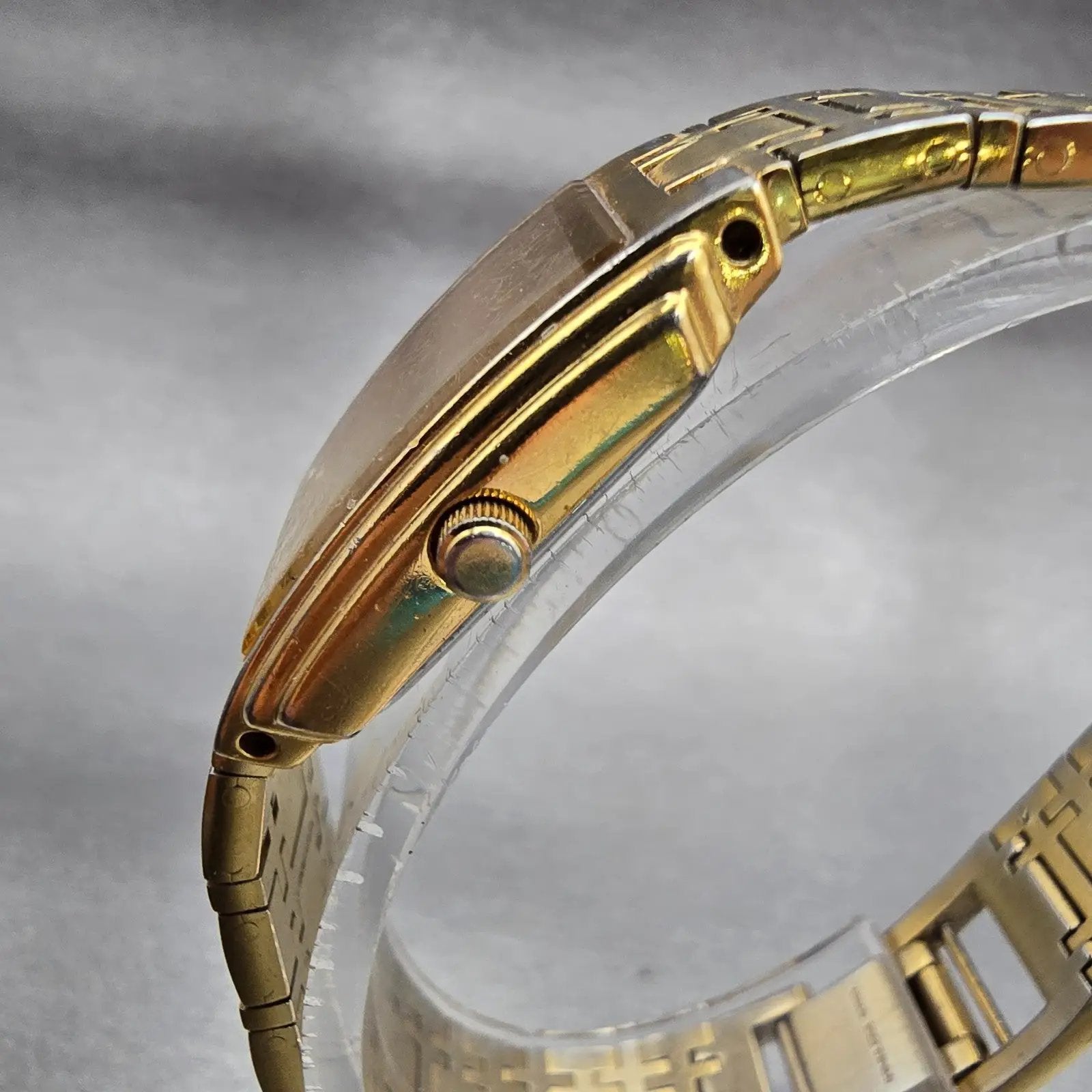 Bulova Watch Women 20mm Gold Dial Gold Tone Rectangle Vintage New Battery 97L442