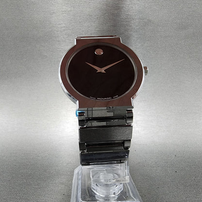Movado Valor Watch Men 34mm Black Dial Tungsten Round 0604409 New Battery5