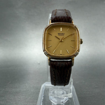Seiko Watch Women 20mm Champagne Dial Gold Tone Square 7321-5070 New Battery5