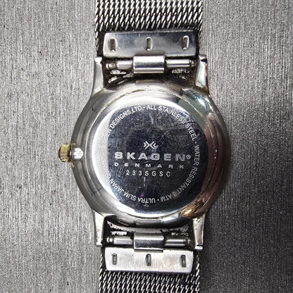 Skagen Slimline Watch Women 28mm Silver Dial Silver Tone Round 233SGSC New Batt10