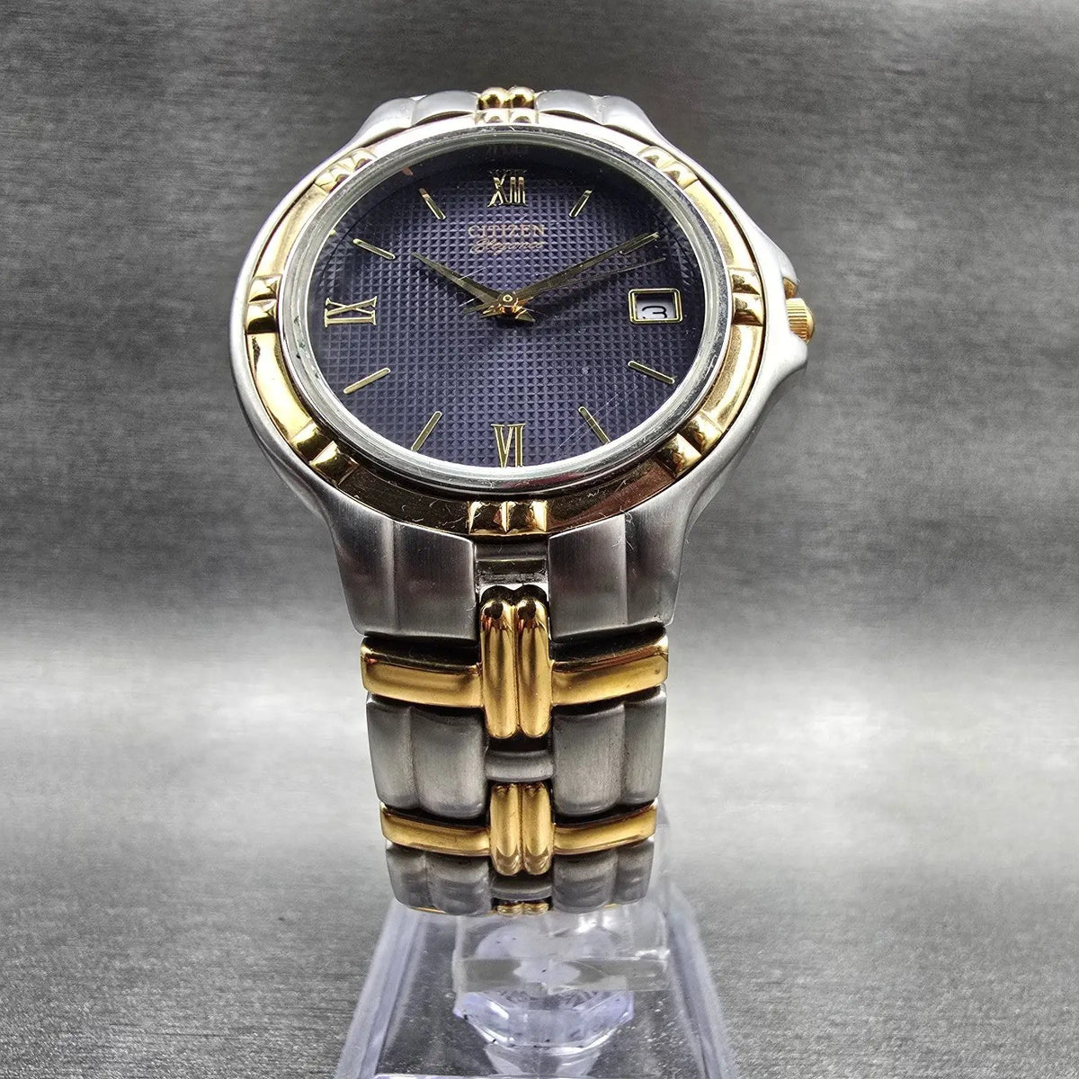Citizen Elegance Watch Men 35mm Blue Dial Two Tone Date 5510-H04511 New Battery5