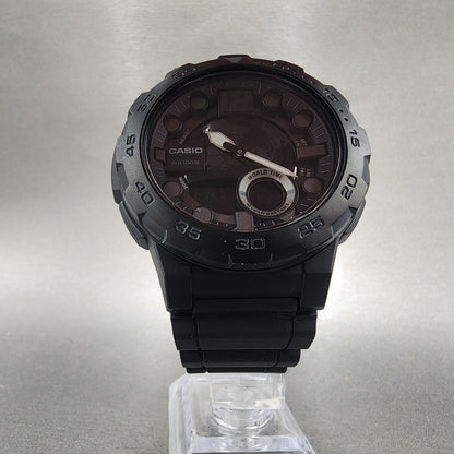 Casio AEQ100 Watch Men 48mm Analog Digital Black World Time Round New Battery5