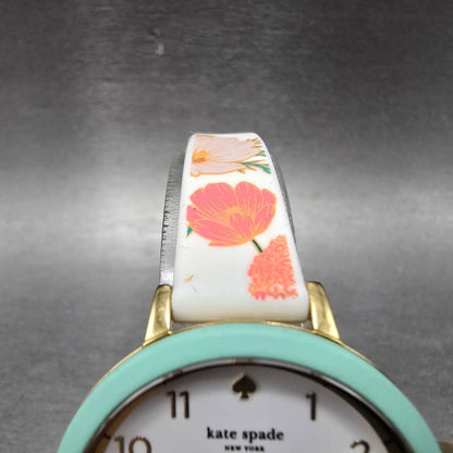 Kate Spade Watch Women 33mm White Dial Gold Case Round Floral Band New Battery4