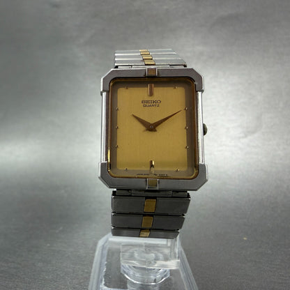 Seiko Tank Watch Men 24mm Champagne Dial Two Tone 5P30-5130 Rectangle PARTS6