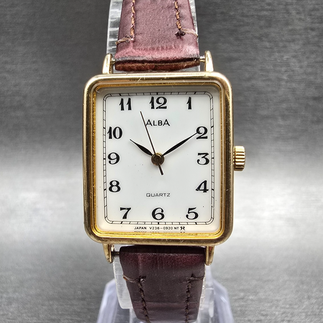 Alba Tank Watch Women 21mm White Dial Gold Tone Rectangle V236-5280 New Battery0