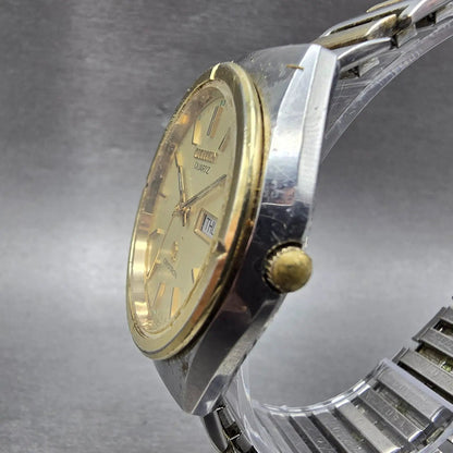 Citizen CQ Crystron Watch Men 37mm Champagne Dial Two Tone Daydate 4-732570 PART4