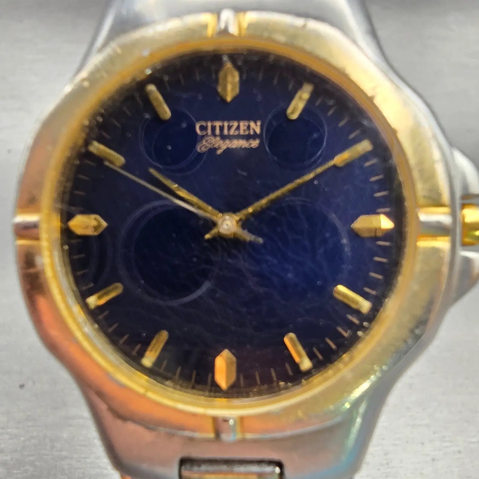 Citizen Elegance Watch Men 35mm Blue Dial Two Tone Round 1032-S55513 New Battery1