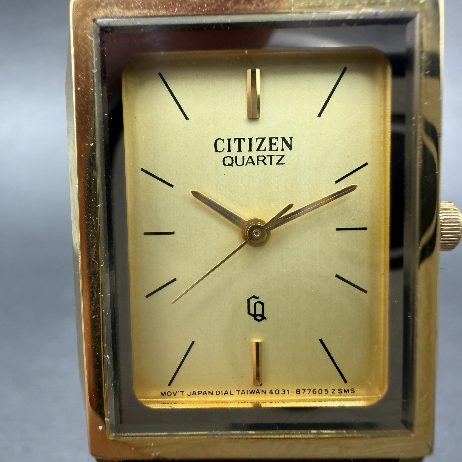 Citizen CQ Tank Watch Unisex 24mm Champagne Dial Gold Tone Rectangle New Bat NOS1