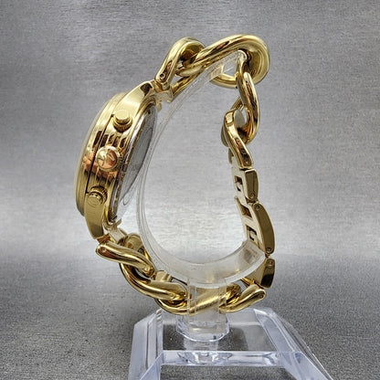 Michael Kors Runway Chronograph Watch Women 38mm Gold Dial Gold Tone New Battery8