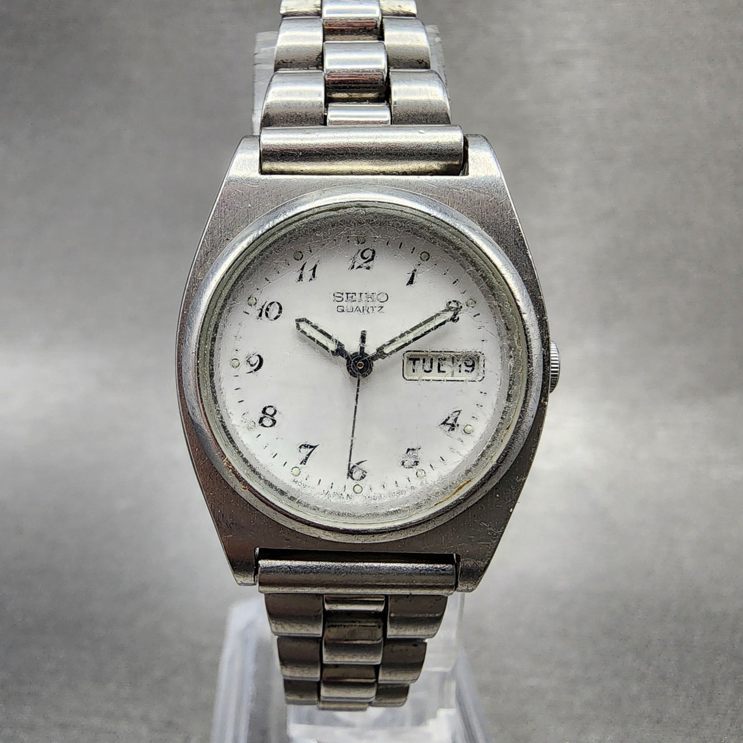 Seiko Watch Women 25mm White Dial Silver Tone Daydate 7N830081 New Battery0