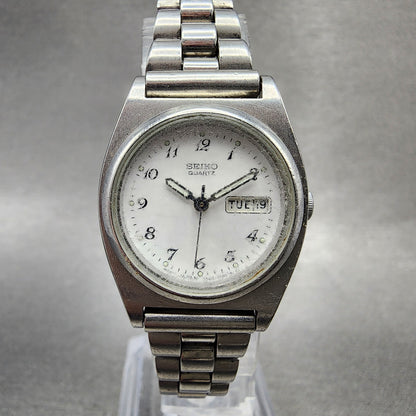 Seiko Watch Women 25mm White Dial Silver Tone Daydate 7N830081 New Battery0