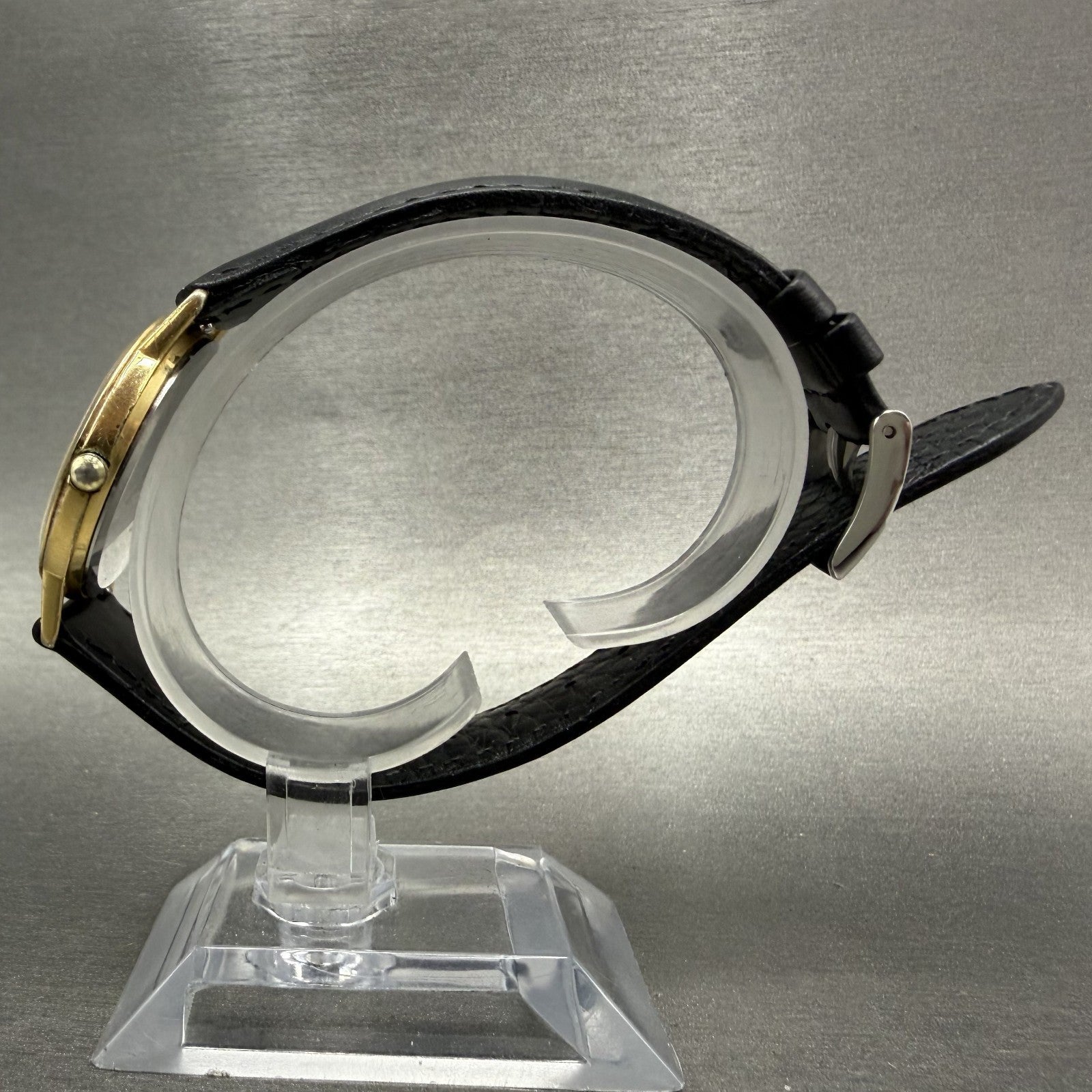 Seiko Watch Men 32mm Black Dial Gold Tone Round 2620-0209 New Battery Dress6