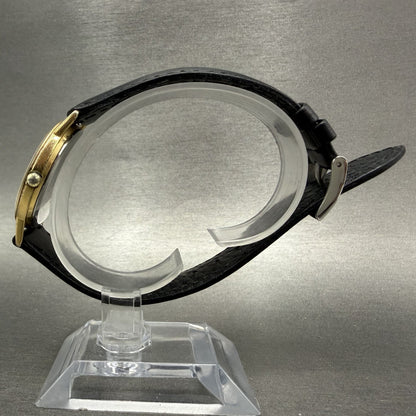 Seiko Watch Men 32mm Black Dial Gold Tone Round 2620-0209 New Battery Dress6
