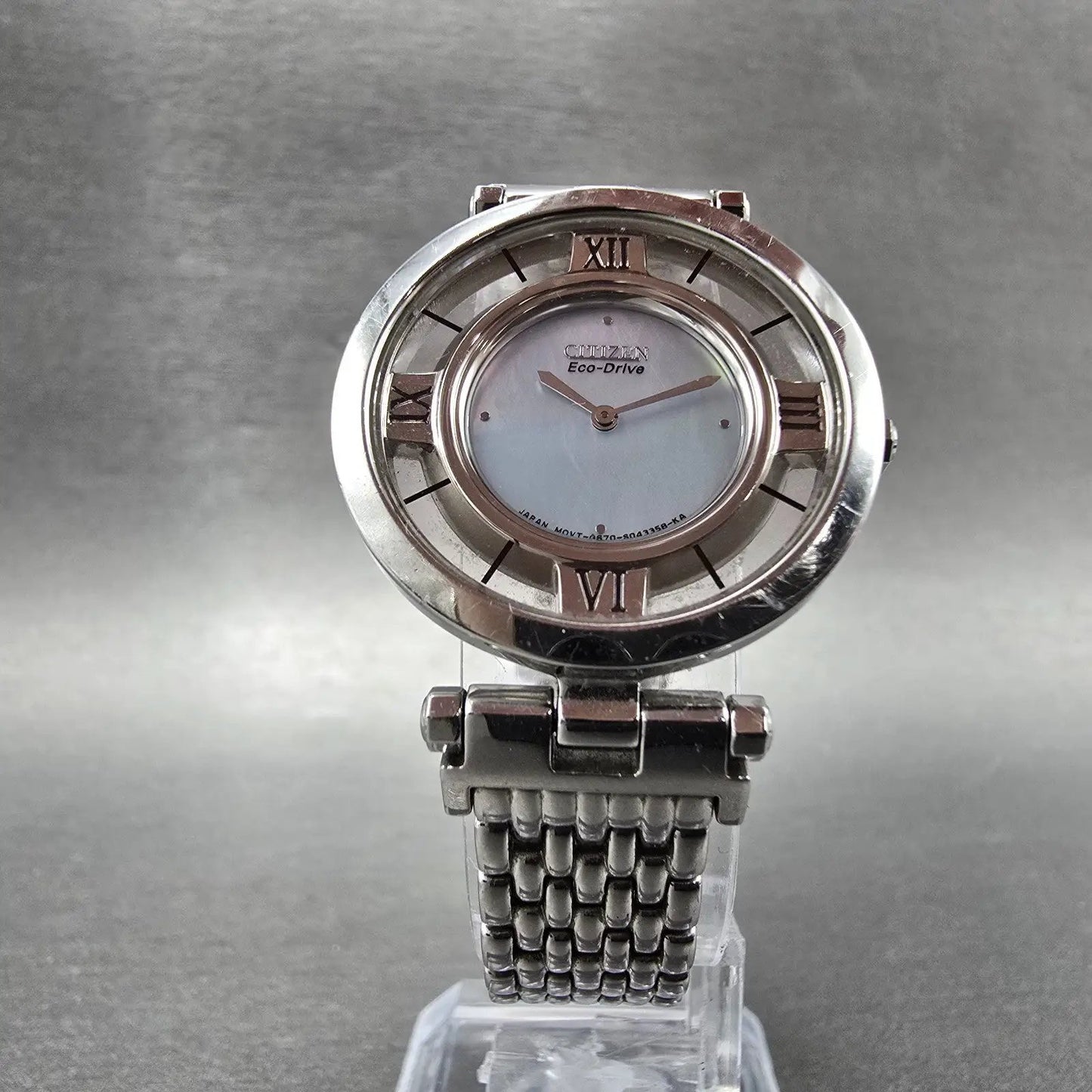Citizen Eco-Drive Watch Women 28mm MOP Dial Silver Tone Round G670-S027616 Runs5