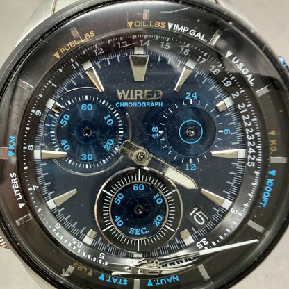 Seiko Wired Chronograph Watch Men 43mm Blue Dial Steel Date VK68-KX20 PARTS2
