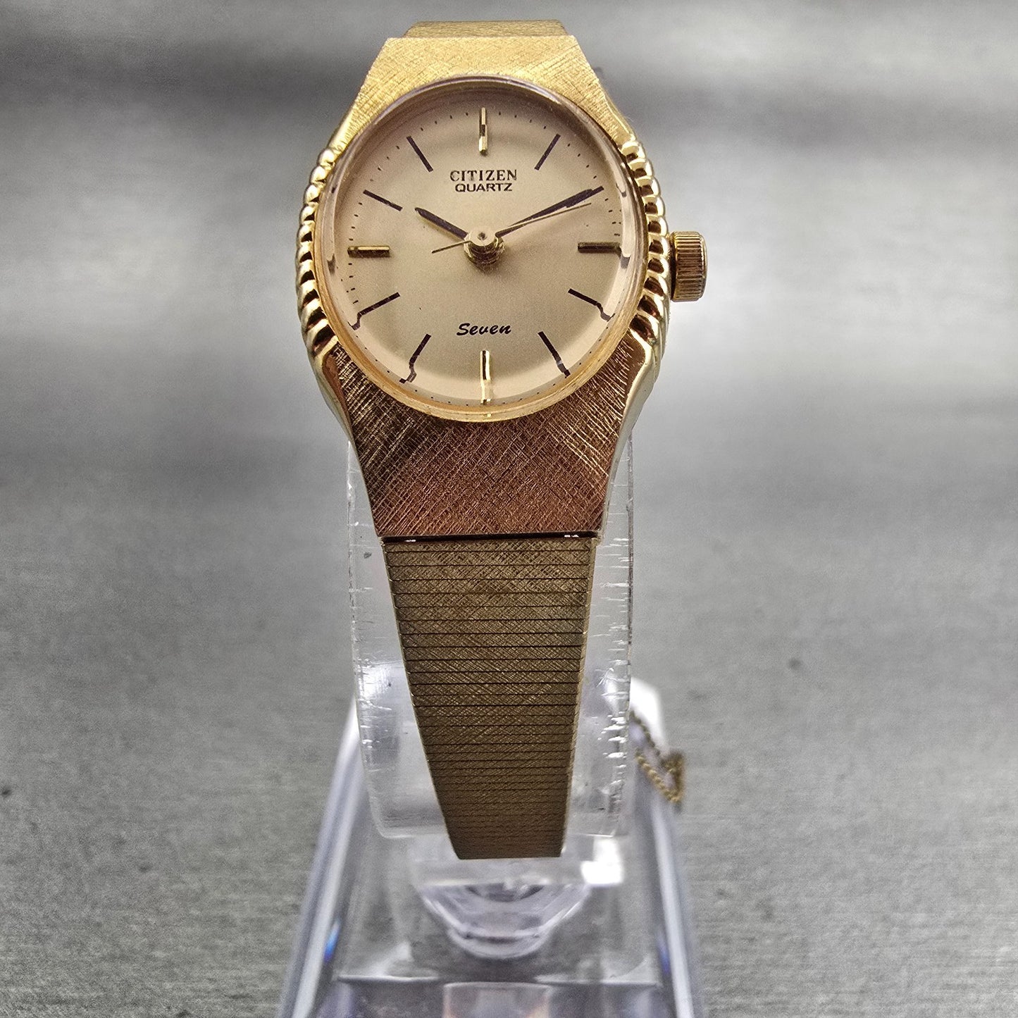 Citizen Watch Women 18mm Champagne Dial Gold Tone Oval 2030-205308 New Battery5